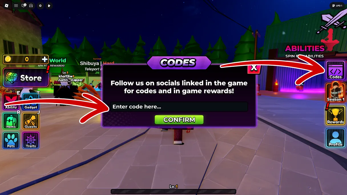 Anime Apocalypse codes redemption screen